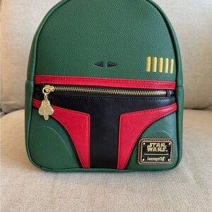 NWT Star Wars Loungefly Boba Fett Faux Leather Mini Backpack